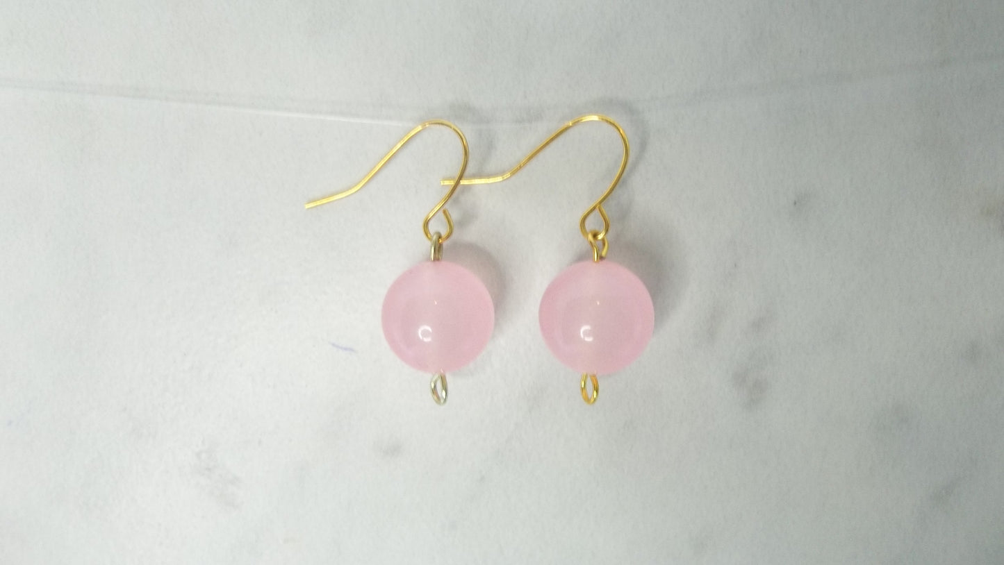 Pink Ball Earrings
