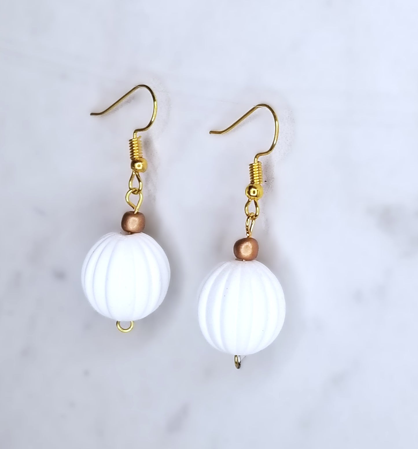 White Globe Earrings