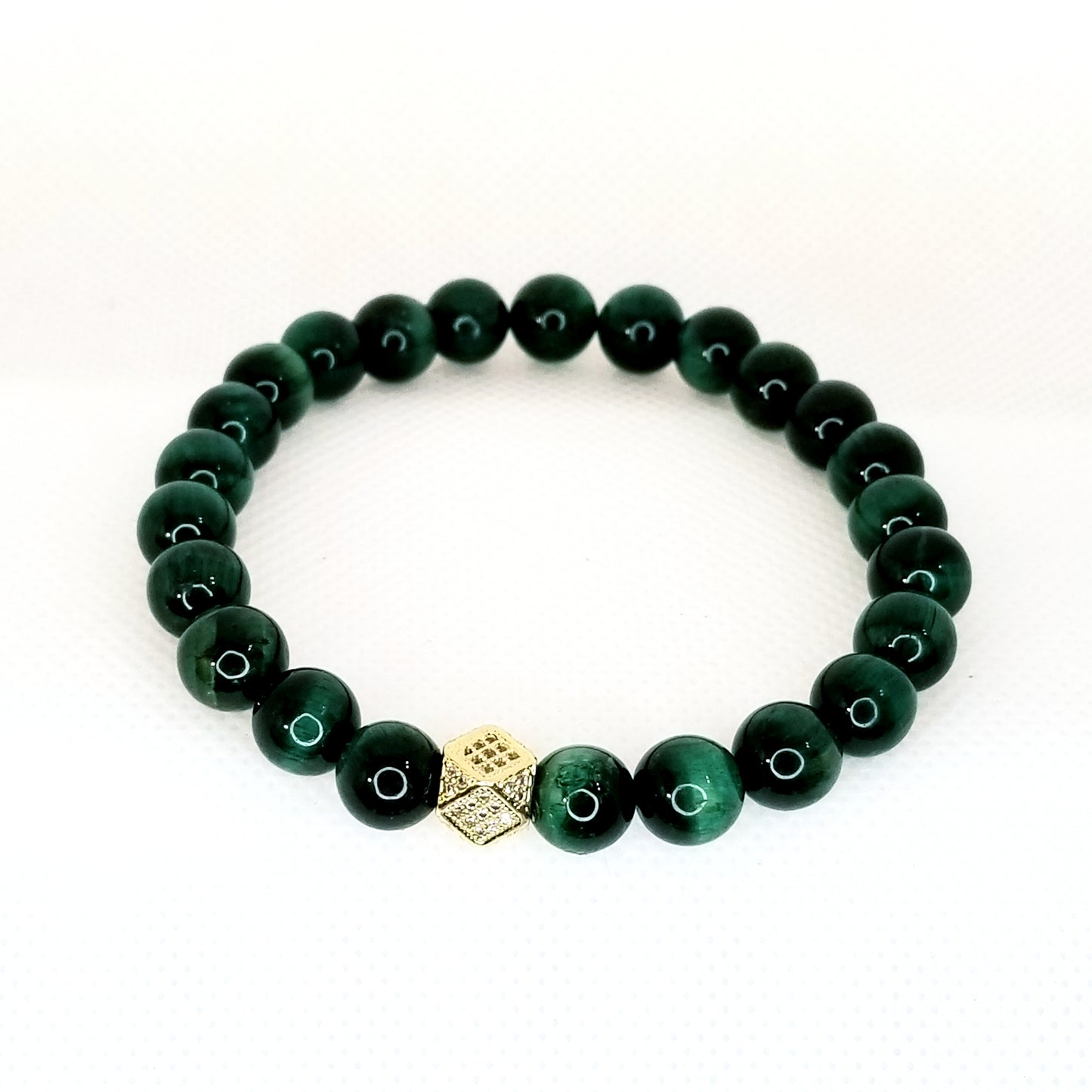 Gold stud Green tiger eye bracelet