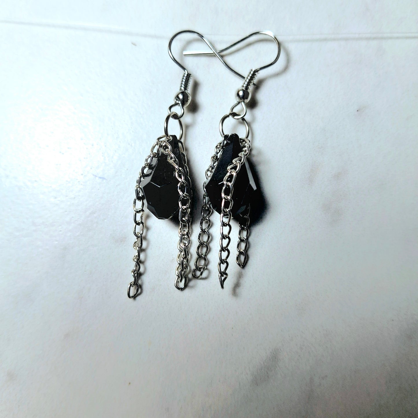 Black chained earrings