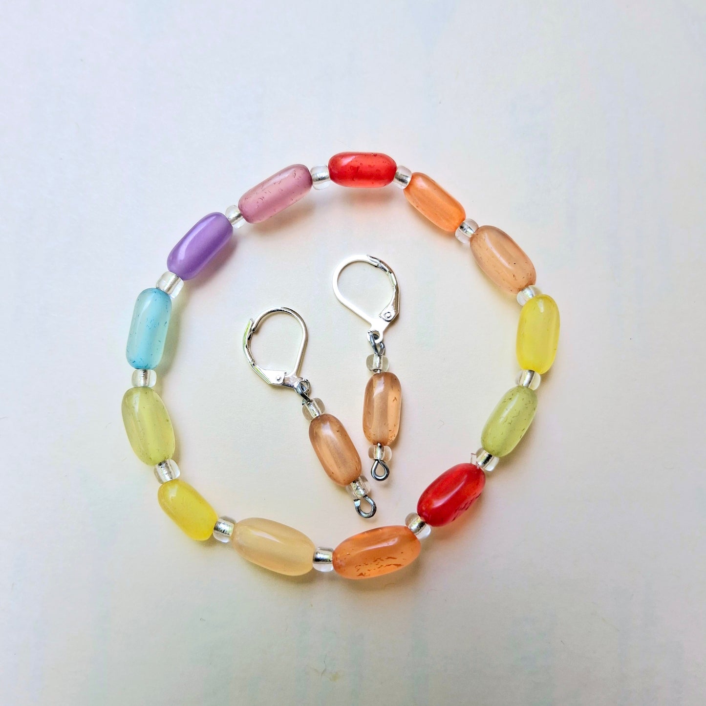 Rainbow Bracelet and Earring Set