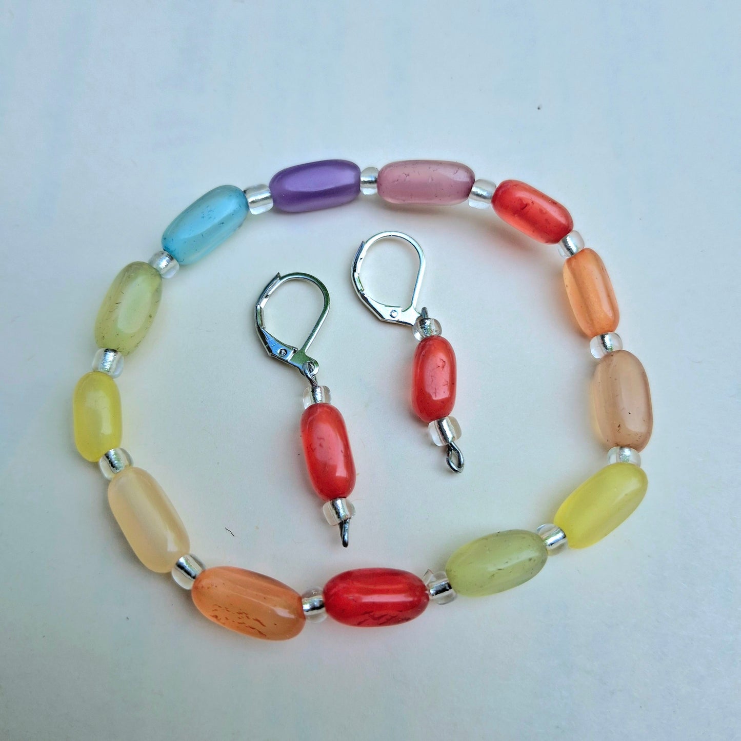 Rainbow Bracelet and Earring Set