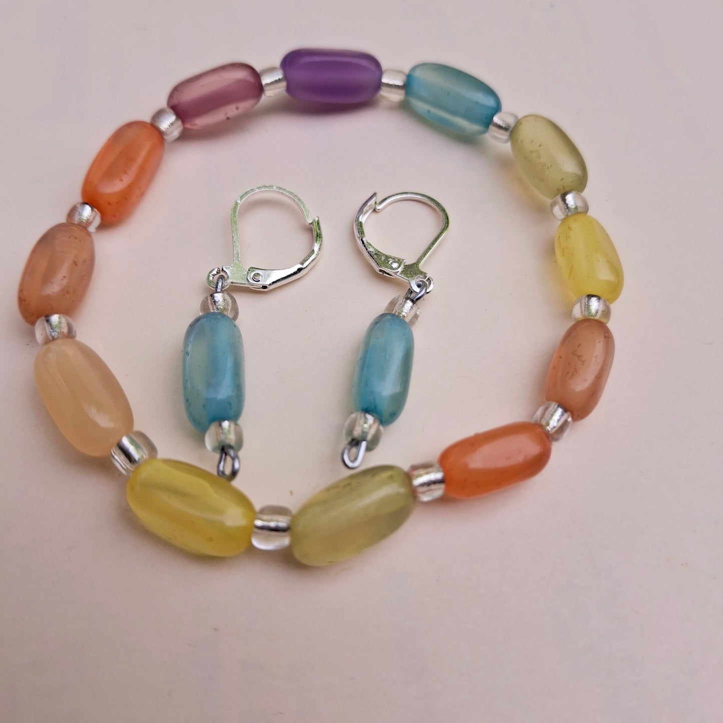 Rainbow Bracelet and Earring Set