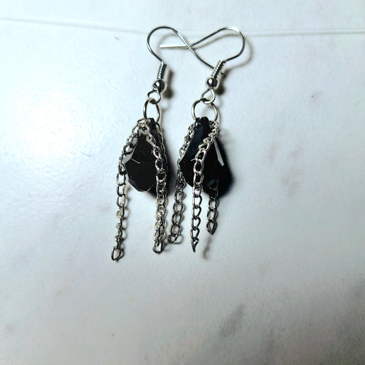 Black chained earrings