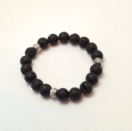 Lava Stone Bracelet with charm