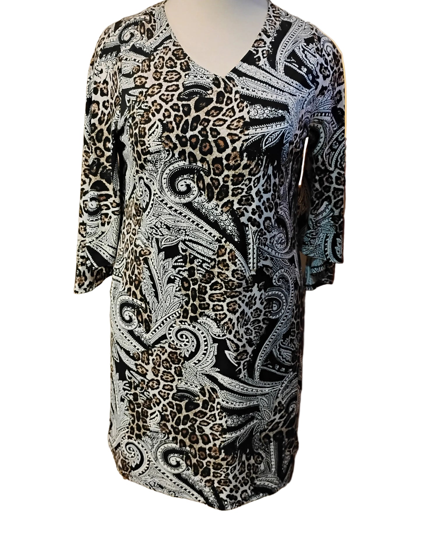 V Cut Printed Dress