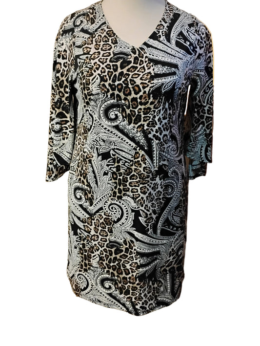 V Cut Printed Dress